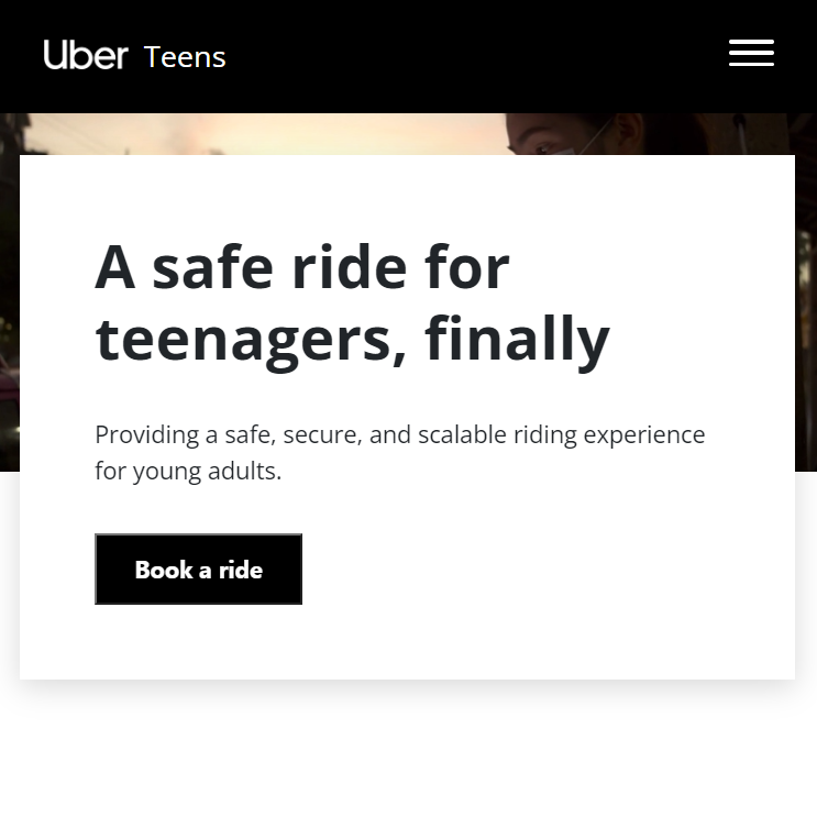 uber teens website screenshot